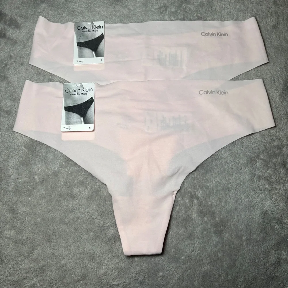 Calvin Klein Invisibles Micro Thong Underwear Pink Seamless Set of 2 Small